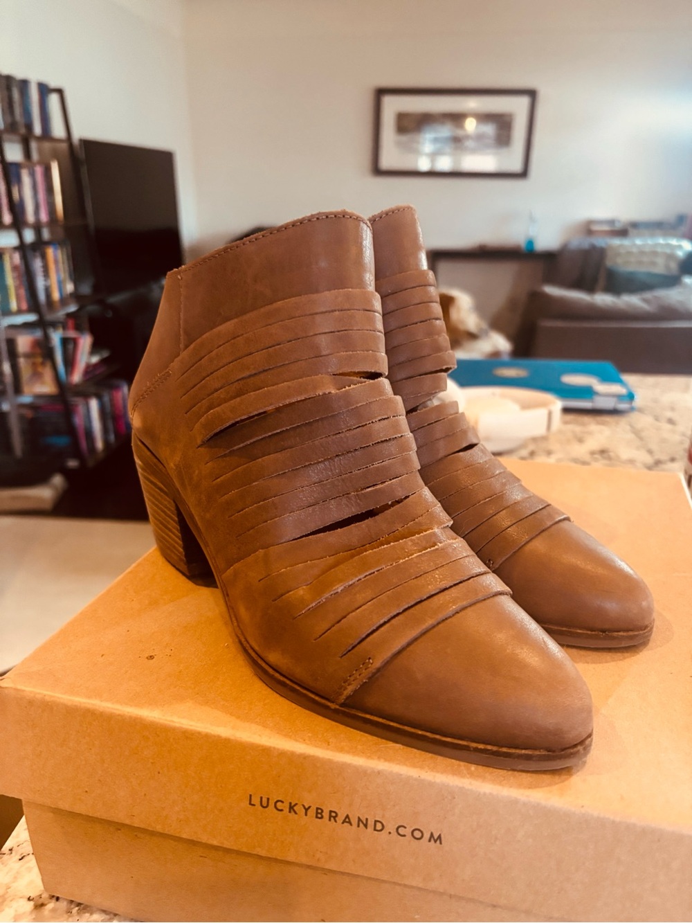 Lucky Brand Tan Layered Cutout Ankle Boots